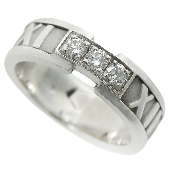 TIFFANY & CO. White Gold Diamond Atlas Ring - Picture 1 of 5